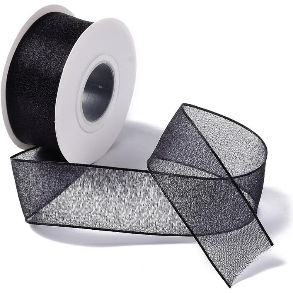 Organza Ribbon Spool - Nastro in organza nera da 1