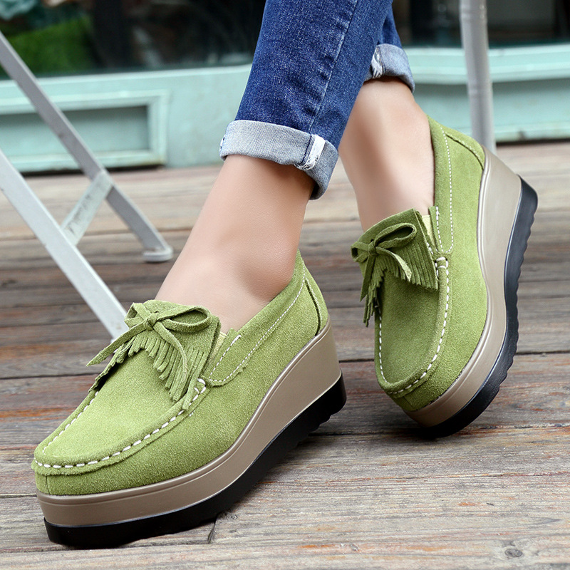 Tassel Fringe Trim - Fashon Scarpe in pelle scamosciata verde