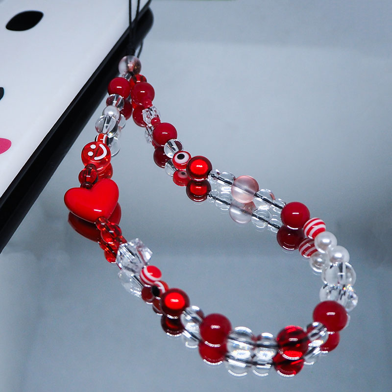 Rosso trasparente Mobile Y2k t - Pearl Trim Chain recensione e prezzo